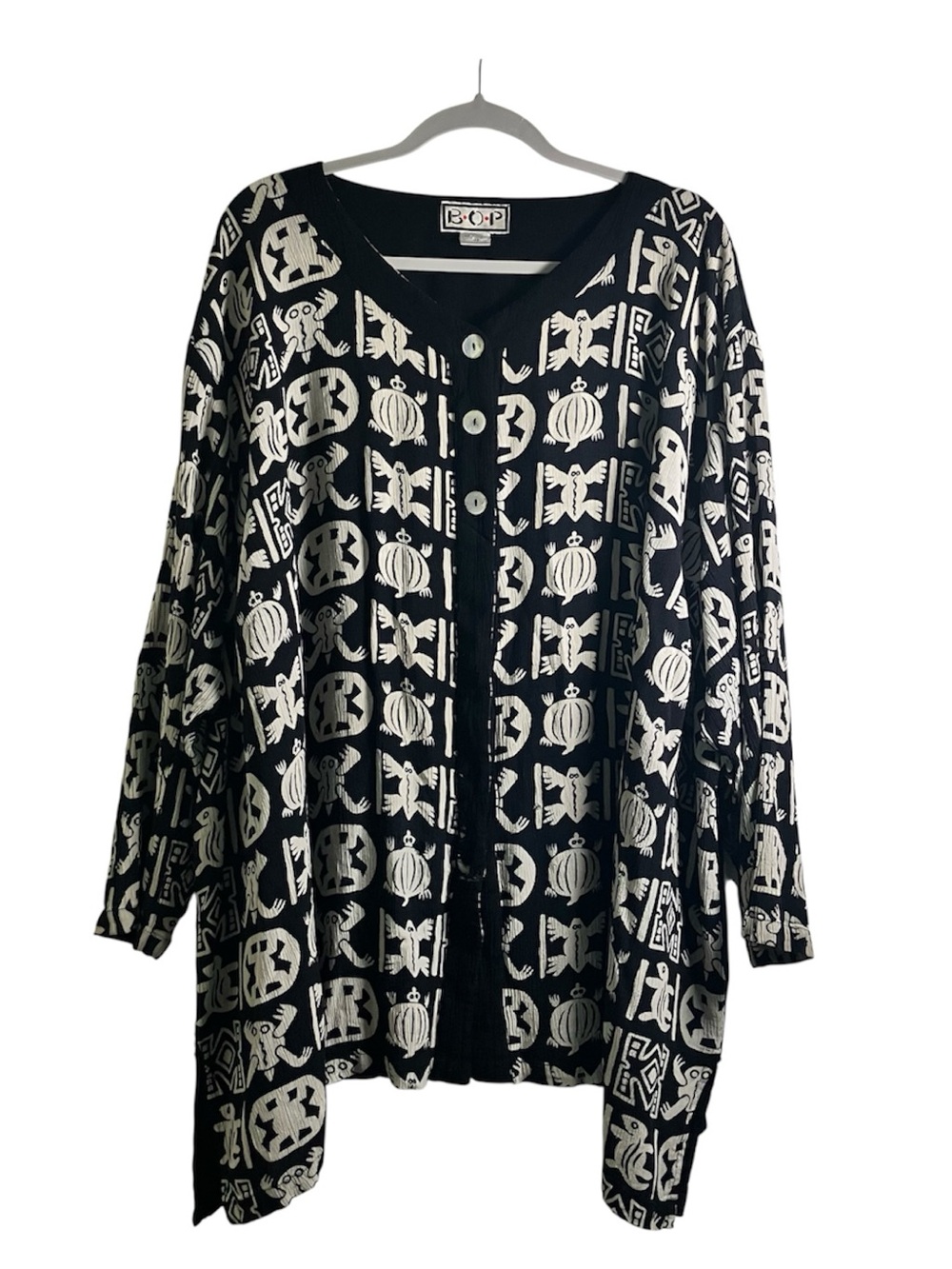 Vintage B.O.P. Women’s Rayon Tunic Top 4X Plus Size Boho Floral Artsy “As Is”